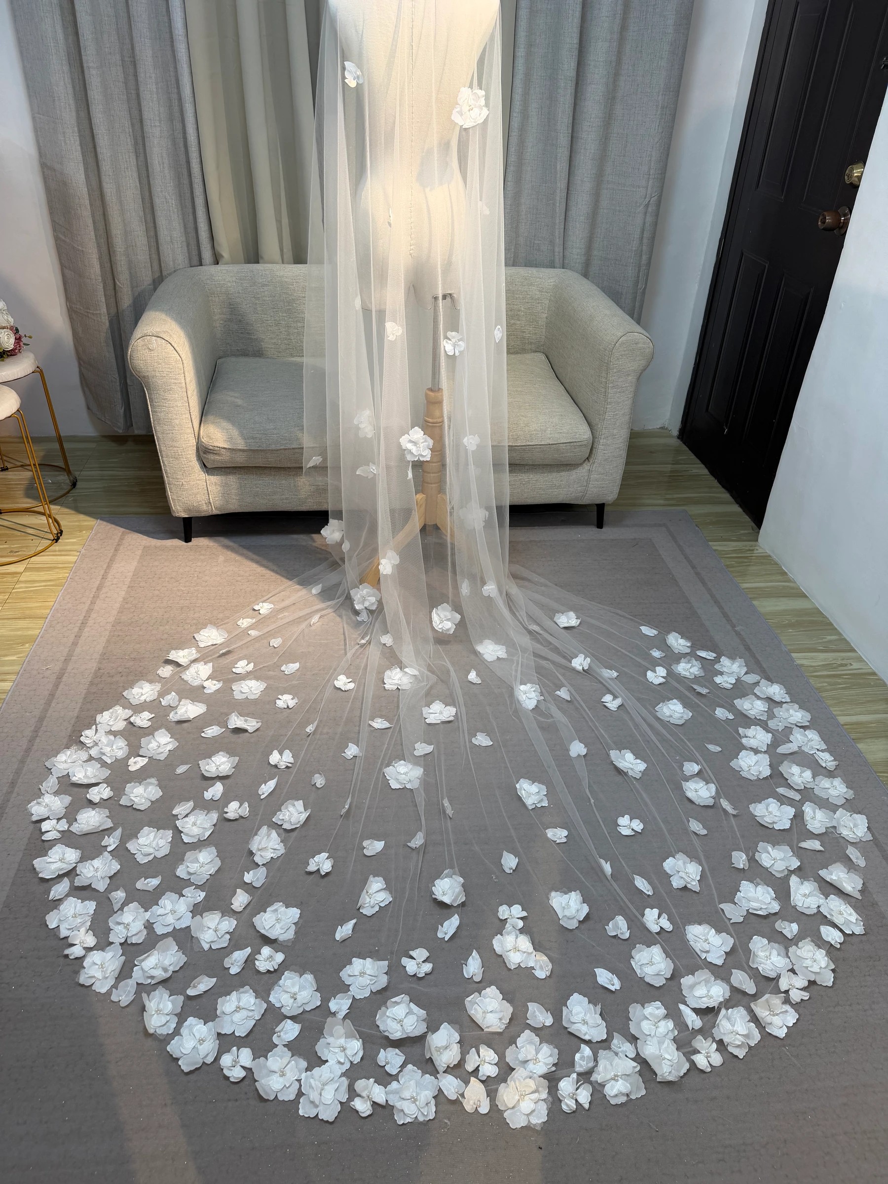 Camellia Veil — made-to-order bridal piece by Pinky Lamasan